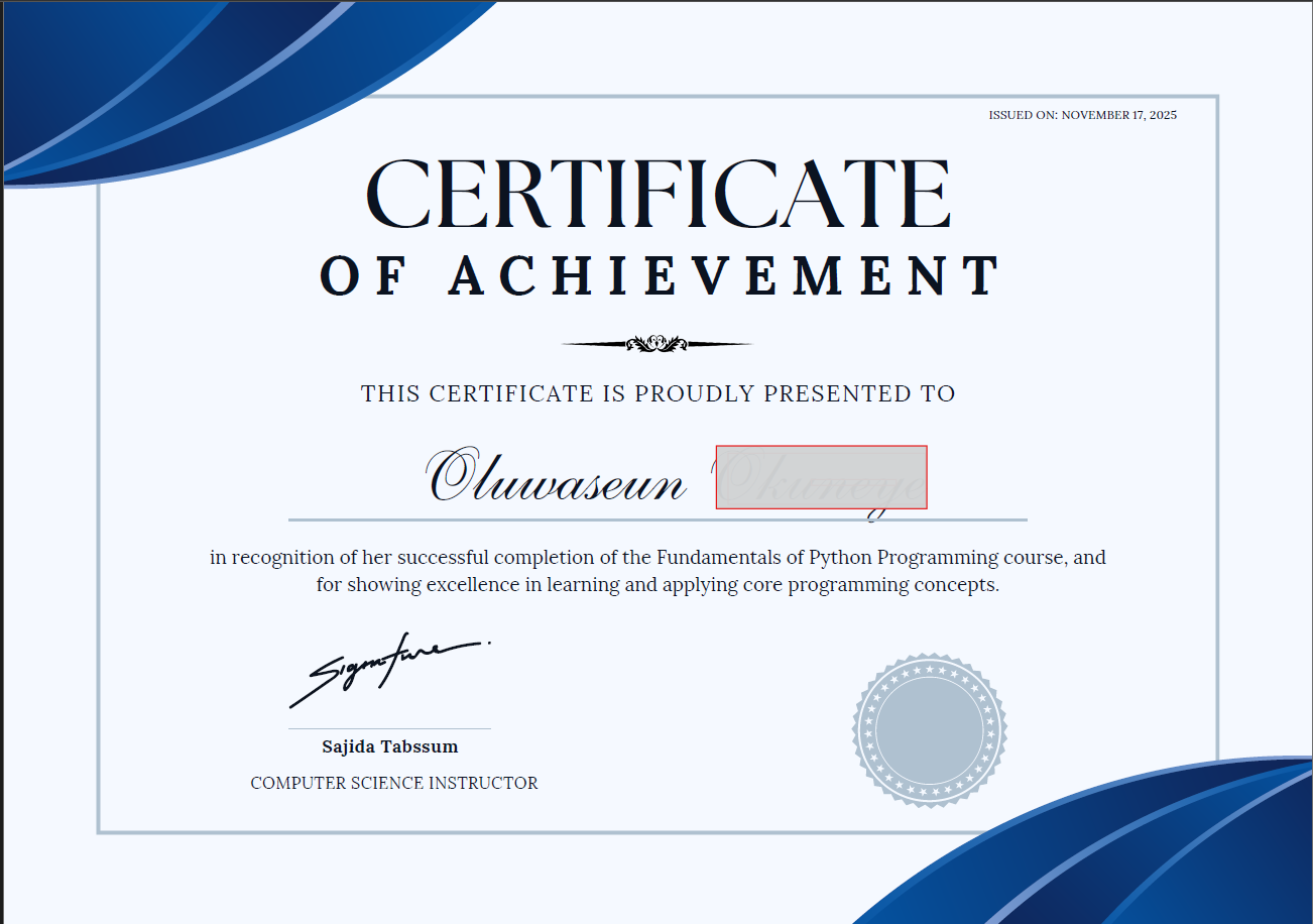Python Certificate